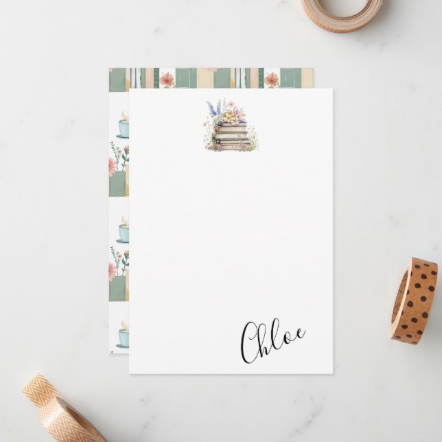 Name des Bookworms Mitteilungskarte (Vorderseite/Rückseite Beispiel)