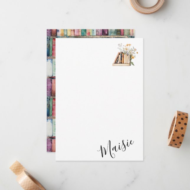 Name des Bookworms Mitteilungskarte (Vorderseite/Rückseite Beispiel)