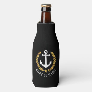 Name des Bootes Anchor Gold Style Laurel Blätter  Flaschenkühler