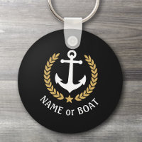 Name des Bootes Anchor Gold Style Laurel Star Navy