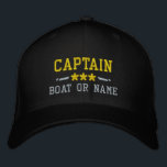 Name des Bootes Captain Nautical Stars Gold Silver Bestickte Baseballkappe<br><div class="desc">Segeln Sie stilvoll mit einem personalisierten Schwarz mit Gold und Silber bestickten Hut mit Ihrem Captain Rank oder einem anderen Titel,  Ihrem Namen oder Boat Name und Sternen. Verschiedene Kappe- und Gewindelfarben zur Auswahl. Macht ein großartiges Geschenk für Väter Tag,  Mütter Tag oder jede Gelegenheit.</div>