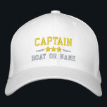 Name des Bootes Captain Nautical Stars Gold Silver Bestickte Baseballkappe<br><div class="desc">Segeln Sie stilvoll mit einem personalisierten Weiß mit Gold und Silber bestickten Hut mit Ihrem Captain Rank oder einem anderen Titel,  Ihrem Namen oder Boat Name und Sternen. Verschiedene Kappe- und Gewindelfarben zur Auswahl. Macht ein großartiges Geschenk für Väter Tag,  Mütter Tag oder jede Gelegenheit.</div>