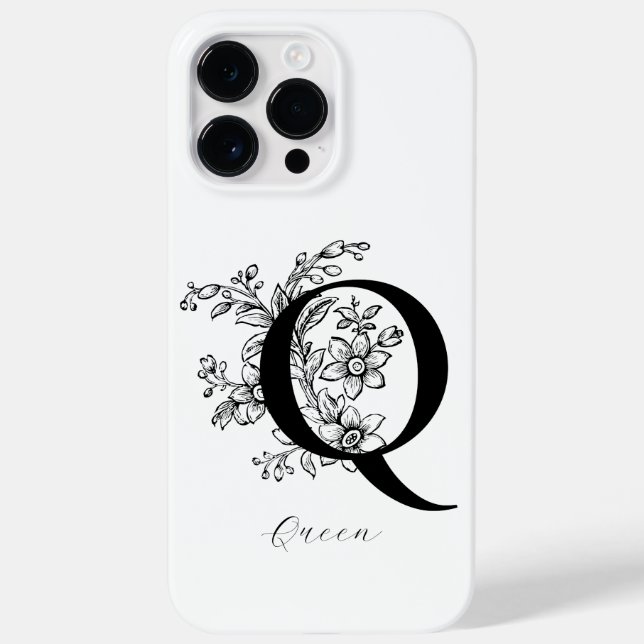 Name des Botanischen Buchstaben Q Monogramms Case-Mate iPhone 14 Pro Max Hülle (Rückseite)