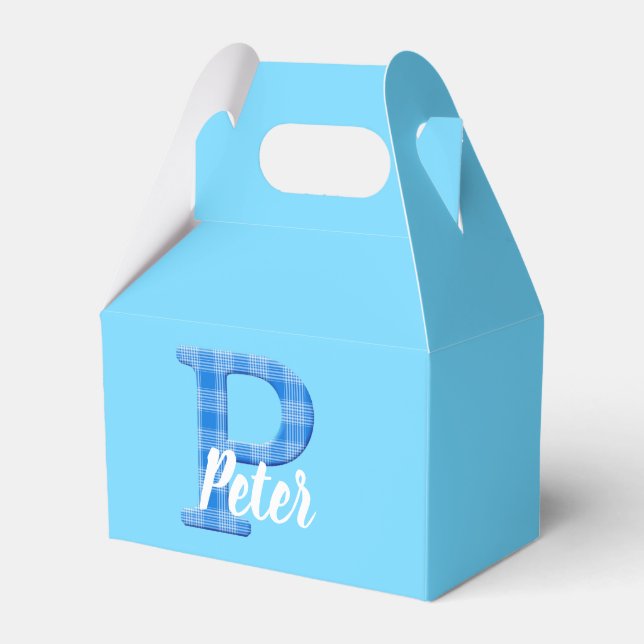 Name des Boys Benutzerdefinierter Karierter Buchst Geschenkschachtel (Vorderseite)