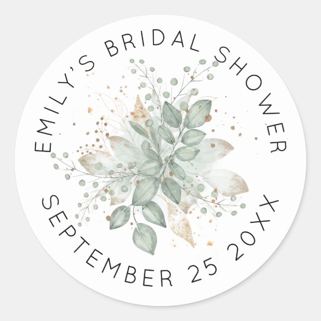 Name des Brautparty für die Wasserfarbe Datum C Runder Aufkleber (Vorderseite)