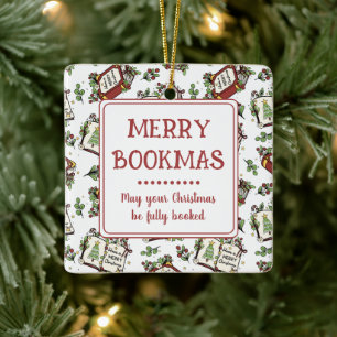 Name des Buchclubs Fröhliche Buchweihnachten Perso Keramikornament