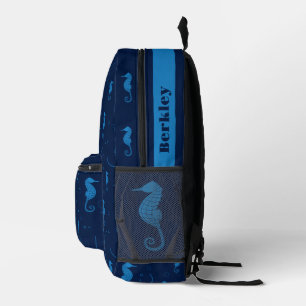 Name des dunklen blauen Seepferds Bedruckter Rucksack