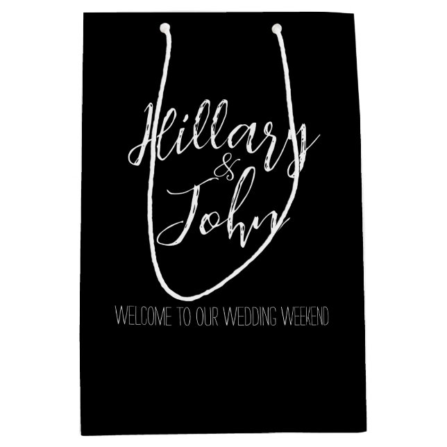 Name des Ehepaares Hochzeitsnagel Mittlere Geschenktüte (Vorderseite)
