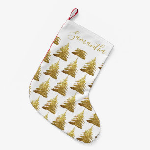 Name des eleganten Gold Glitzer Trees Kleiner Weihnachtsstrumpf
