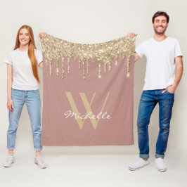 Name des eleganten Monogram-Rose-Gold-Dripping-Gli Fleecedecke
