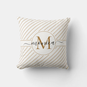 Name des eleganten Monogramms in weiß und goldgest Kissen