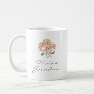 Name des Enkelkindes Oma Floral Wasserfarbe Custom Kaffeetasse