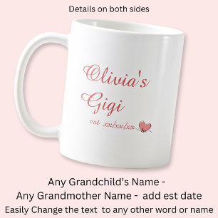 Name des Enkels ändern, Gigi Name Est Herz Kaffeetasse