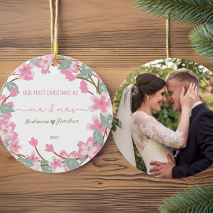 Name des ersten Fotos, neu verheiratet Keramik Ornament
