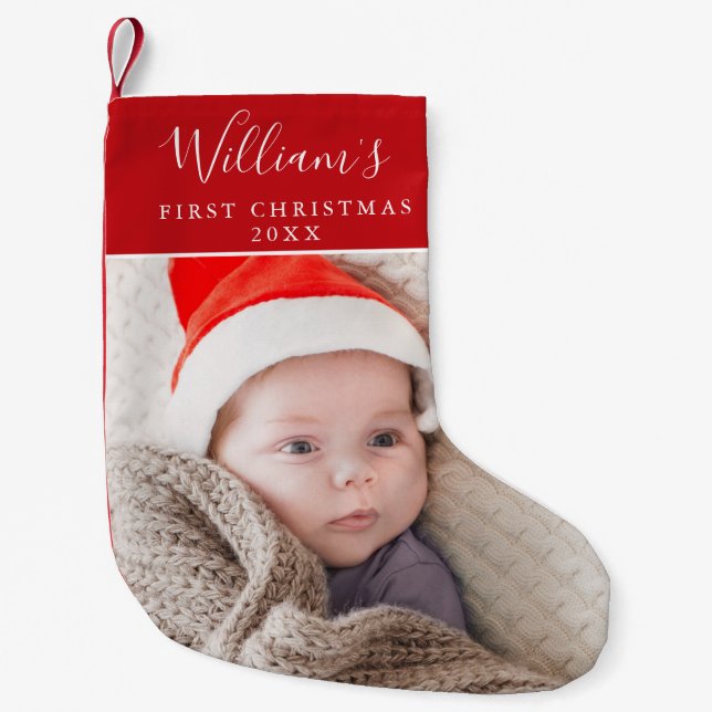 Name des ersten Weihnachtsgeburts für Baby Kleiner Weihnachtsstrumpf (Vorderseite)