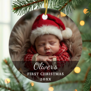 Name des ersten Weihnachtsjungen Fotos Keramik Ornament