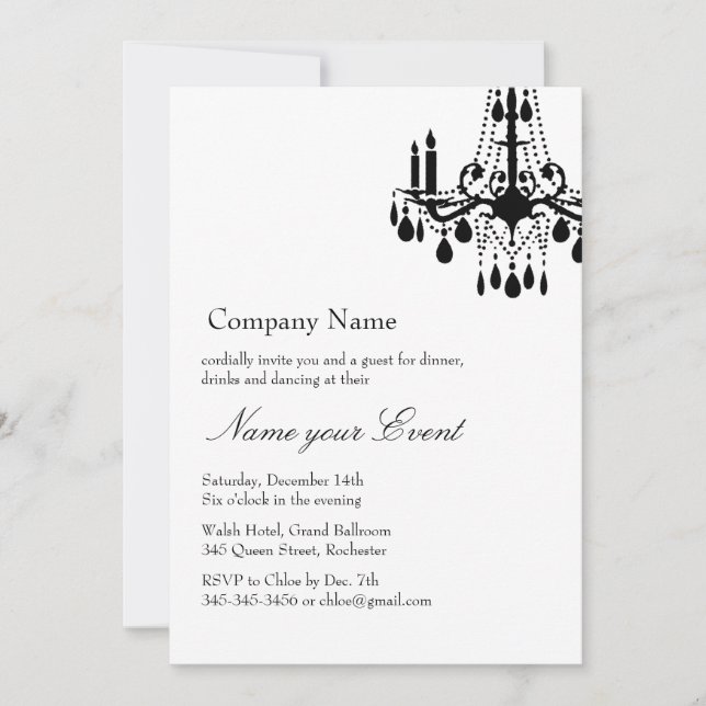 Name des Events White Grand Ballroom Einladung (Vorderseite)