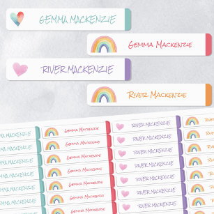 Name des farbcodierten Girls für Herz und Regenbog Etiketten