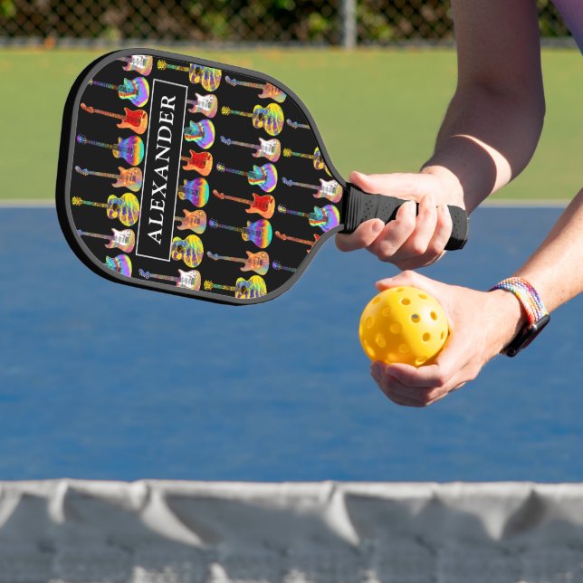 Name des farbenfrohen Gitarrenmusters Pickleball Schläger (InSitu)
