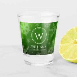 Name des Festivals Green Foil Snowflakes Monogramm Schnapsglas