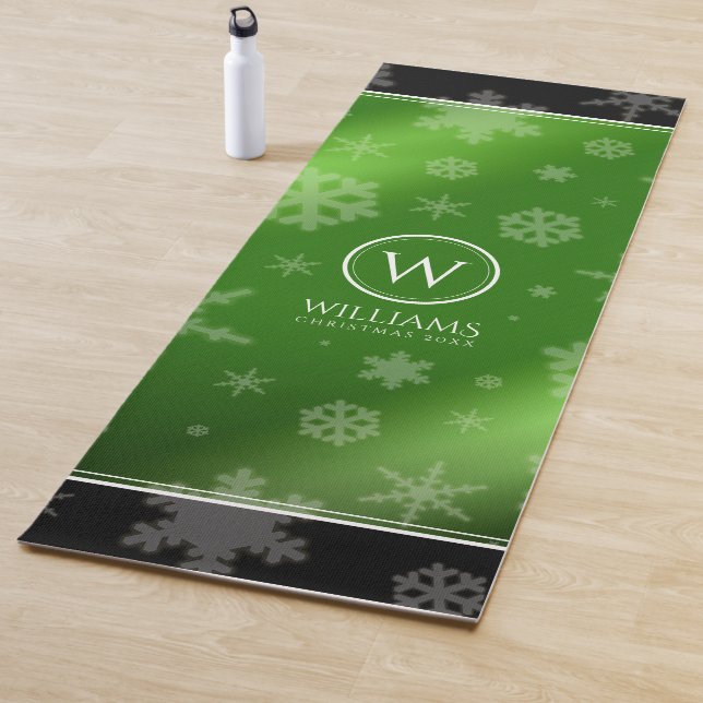 Name des Festivals Green Foil Snowflakes Monogramm Yogamatte (Beispiel)