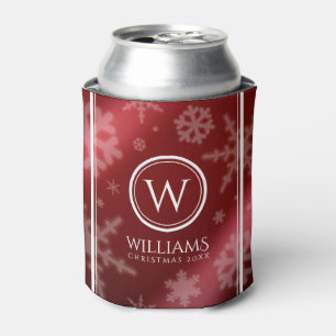 Name des Festivals Red Foil Snowflakes Monogramm Dosenkühler