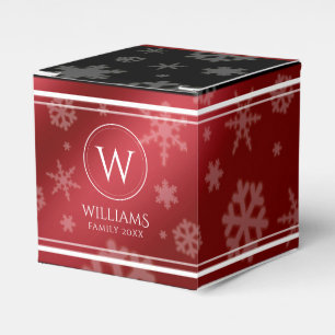 Name des Festivals Red Foil Snowflakes Monogramm Geschenkschachtel
