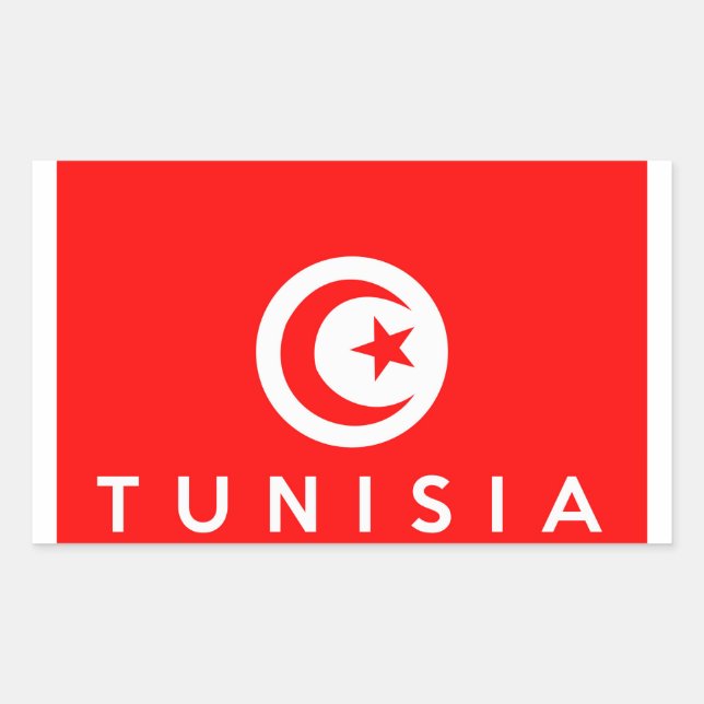 Name des Flaggennamens des Landes Tunisia Rechteckiger Aufkleber (Vorderseite)