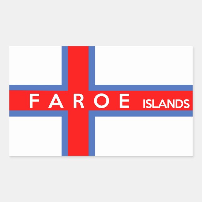 Name des Flaggenstaats der Färöer Rechteckiger Aufkleber (Vorderseite)