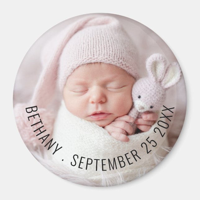 Name des Fotos Baby Geburtsdatum Magnet (Vorne)