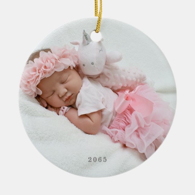 Name des Fotos Baby Geburtsdatum Weihnachtsschmuck (Vorne)