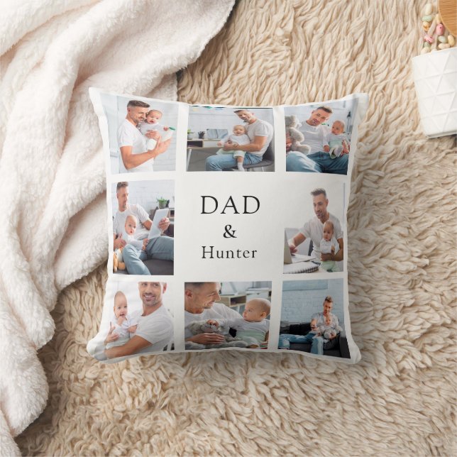 Name des Fotos der Kinderkollektion des Vaters wei Kissen (Decke)