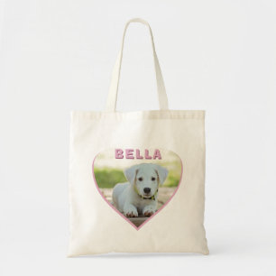Name des Fotos des Hundes Rosa Herz Tragetasche