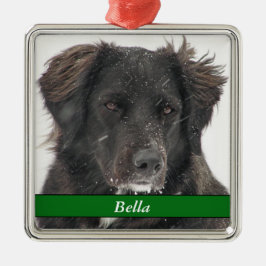 Name des Fotos des schwarzen Labradors Ornament Aus Metall