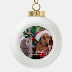Name des Fotos für Haustiere Merry und Bright Keramik Kugel-Ornament