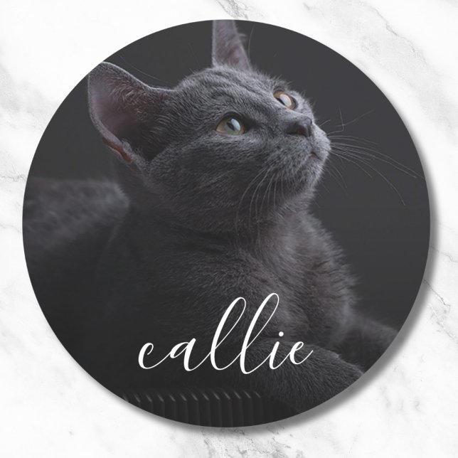 Name des Fotos Runder Aufkleber (Pet Photo Sticker Label)