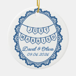 Name des frischvermählten Paares & Hochzeitsdatum Keramik Ornament