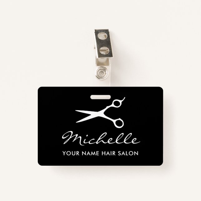 Name des Friseursalons und des Friseursalons Ausweis (Vorderseite mit Klammer)