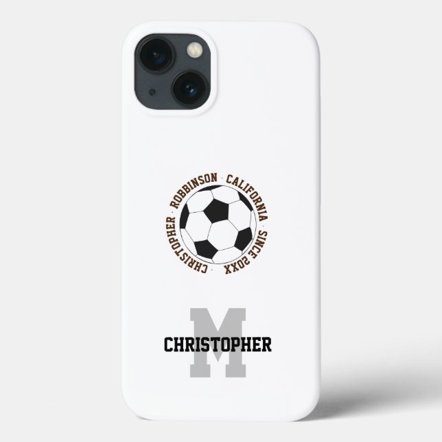 Name des Fußballs personalisierter Anfangstext Case-Mate iPhone Hülle (Rückseite)