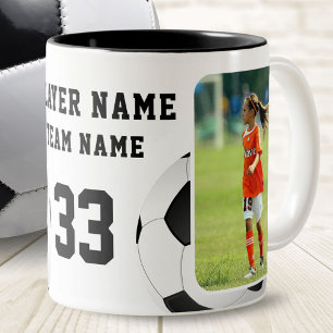 Name des Fußballspielers Team 2 Fotos Zweifarbige Tasse