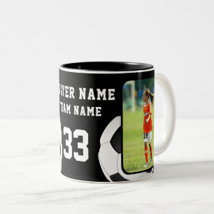 Name des Fußballspielers Team 2 Fotos Zweifarbige Tasse