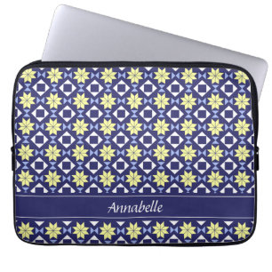 Name des gelben blauen Blumenmusters Laptopschutzhülle