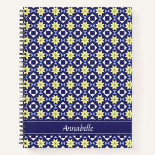Name des gelben blauen Blumenmusters Notizbuch