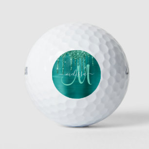Name des Girl Aquamarin Brushed Metal Dripping Gli Golfball