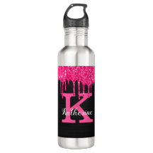 Name des Girl Black Hot Pink-Glitzer-Tropfens Mono