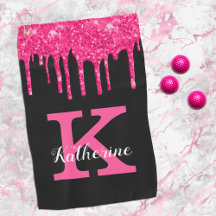 Name des Girl Black Hot Pink-Glitzer-Tropfens Mono