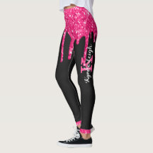 Name des Girl Black Hot Pink-Glitzer-Tropfens Mono