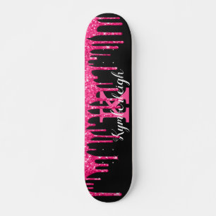 Name des Girl Black Hot Pink-Glitzer-Tropfens Mono Skateboard