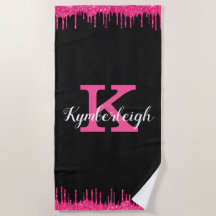 Name des Girl Black Hot Pink-Glitzer-Tropfens Mono