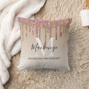 Name des Girl-Gold-Rosa-Glitzer Kissen